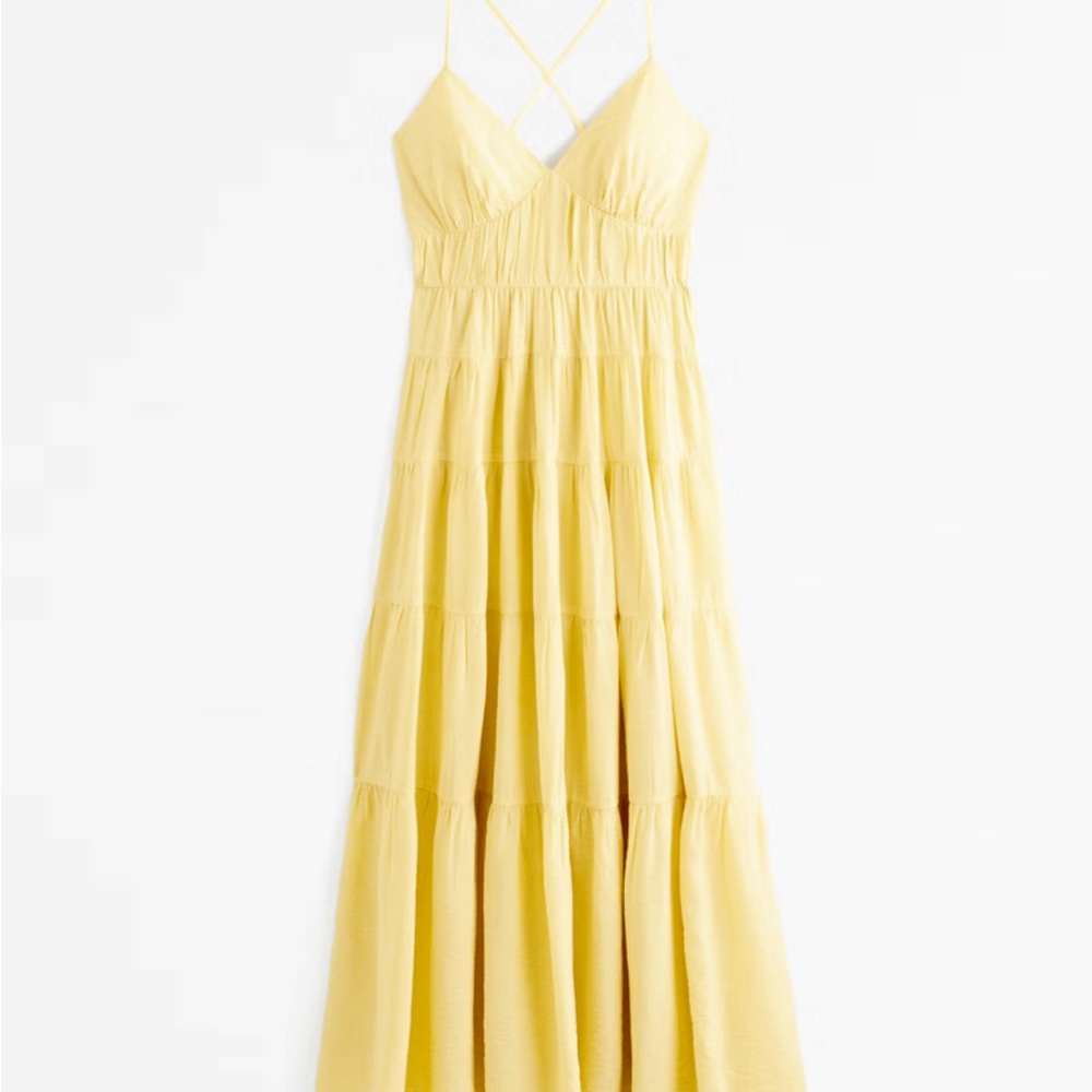 Abercrombie Flowy Tiered Maxi Dress - size Medium Tall. YELLOW. Only worn once!!